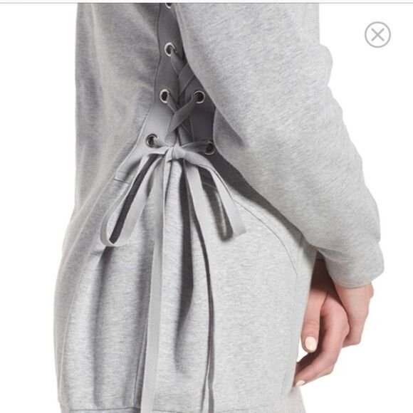 TROUVE Gray Corset Sweater Lace Up Side Crewneck Sweatshirt - Picture 5 of 12